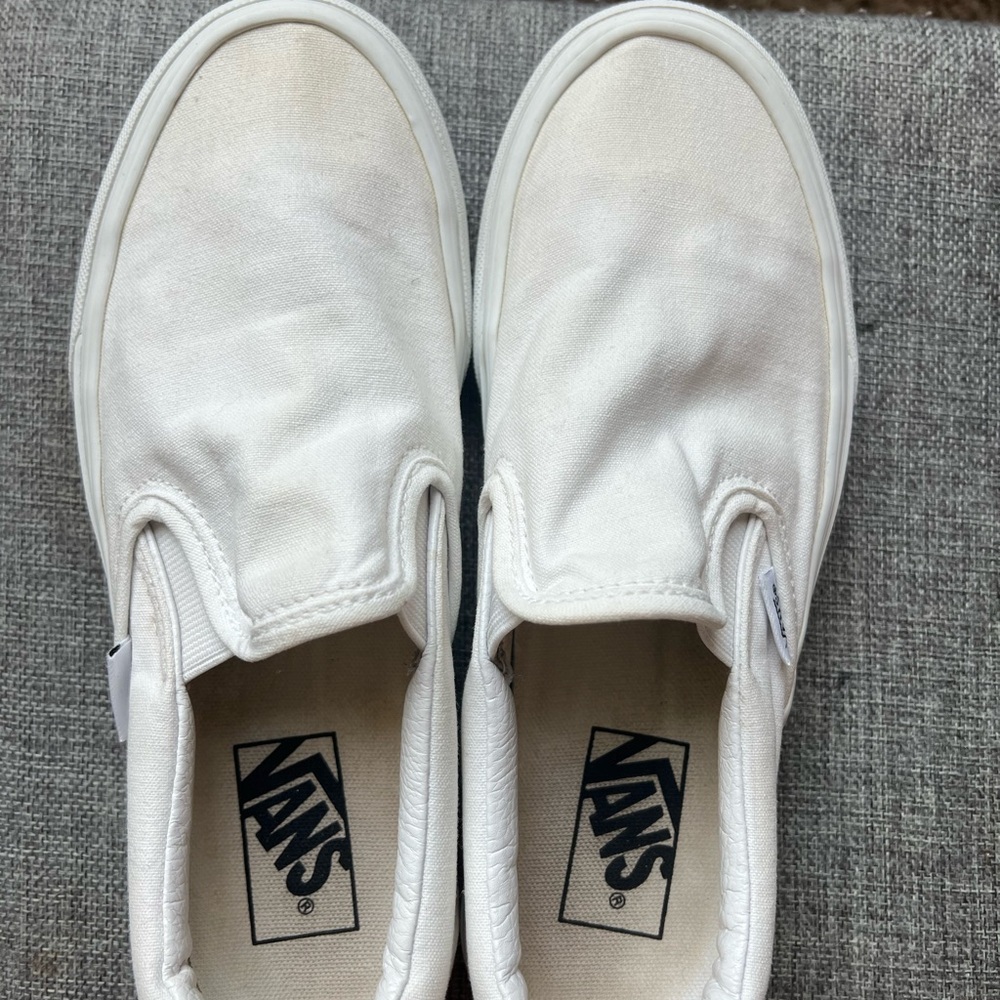 Vans Classic White Canvas Slip-Ons